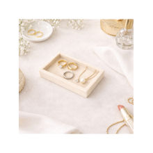 La Trove Beige Velvet Nano Plain Jewellery Organizer & Display Tray