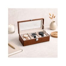 The Big Trove Brown Leatherette 3 Slot Multi-Purpose Display Box