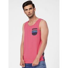 Jack & Jones Men Printed Pink Tank Top