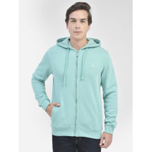 CRIMSOUNE CLUB Men Mint Turquoise Hooded Sweatshirt