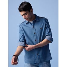 Andamen Regular Fit Indigo Blue Men Full Sleeve Hand Woven Patch Work shirt