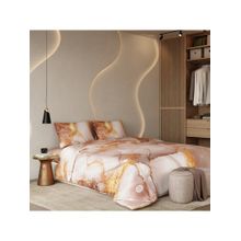 Stoa Paris Champagne 300 Tc Satin Bedsheet & Comforter with 2 Pillow Covers (King)