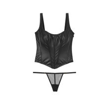 Victoria's Secret Black Very Sexy Classic Faux Leather Corset Top & Panty (Set of 2)
