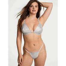 Victoria's Secret Silver Very Sexy Shine Triangle Bralette & V-String Panty (Set of 2)