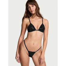 Victoria's Secret Black Very Sexy Shine Triangle Bralette & V-String Panty (Set of 2)