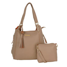 Lapis O Lupo Women's Handbag and Sling Bag Combo (Beige) (Set of 2)