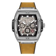 Giordano Men Grey Dial Leather Brown Strap Analog Watch-GZ-50098-01