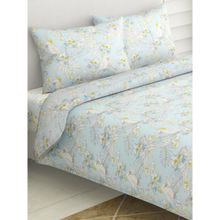 Haus & Kinder Tropical Bird 300 TC Cotton Printed Bedsheet Blue (King)