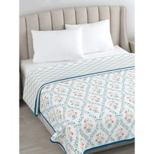 Haus & Kinder Cotton Cambric Reversible Single Bed Dohar for Ac Rooms Blue Red (Single)