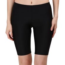 SOIE Mid Rise Soft Polyamide Spandex Knee Length Swimming/ Cycling Shorts-Black