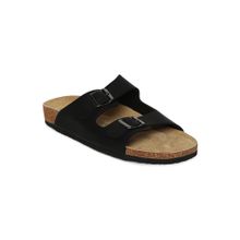 HF Journey Men Vasco Black Double Strap Cork Footbed Sandals