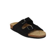 HF Journey Men Black Vasco Double Strap Cork Footbed Sandals