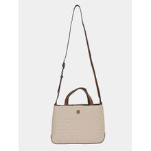 Tommy Hilfiger Women Beige Pu Typography Sling Bag