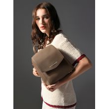 United Colors of Benetton Women Taupe Pu Textured Backpack