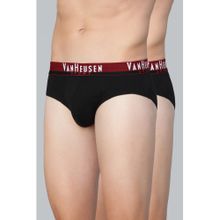 Van Heusen Sport Men Pack of 2 Plush Back Elasticized Waistband & Ultra Soft Briefs - Pure Black, Pure Black