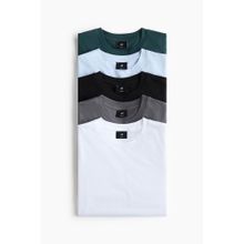 H&M Men Black 5-Pack Regular Fit T-Shirts