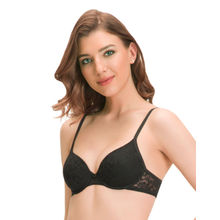 Amante Floral Romance Padded Wired T-Shirt Bra - Black