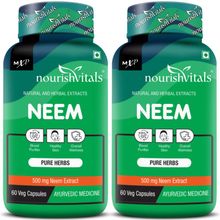 Nourish Vitals Neem Capsules - Pure Herbs - 500mg Neem Extract - Blood Purifier & For Healthy Skin