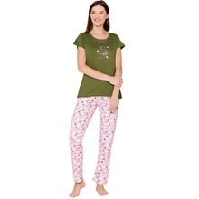 Bodycare Womens Combed Cotton T-Shirt & Pyjama BSLS11003 Green (Set of 2)