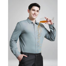 TURMS Sage Green Solid Knitted Anti Odor Shirt