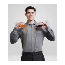 TURMS Dark Grey Solid Knitted Anti Odor Shirt