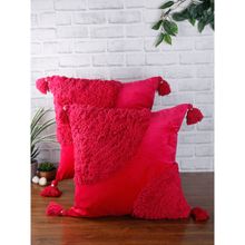 eyda Super Soft Velvet Fuchsia Set Of 2 Cushion Cover-18X18 Inch
