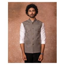 Lightpole Grey Hunter Nehru Jacket with Gold Buttons