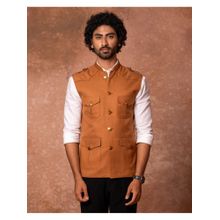 Lightpole Rust Hunter Nehru Jacket with Contrast Buttons