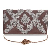 The Purple Sack Brown Silver Clutch