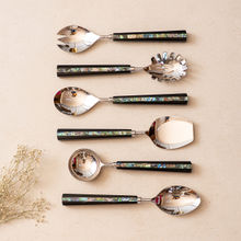 The Decor Remedy Serving Spoons -Set of 6 - Semi Precious Abalone Shell