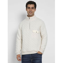 American Eagle Men's White Quilted Quarter Zip Sweatshirt
