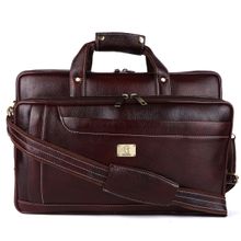 HiLEDER Pure Leather Unisex 16 Inch Satchel Laptop Messenger Travelling Bag- Brown