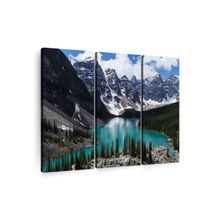 POSTERS AND TRUSS 3-Pcs Blue White Lake Louise Landscape Paintings Wall Art