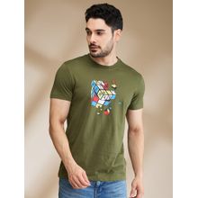 Being Human Garments Men's Crew Neck Dark Olive T-Shirt