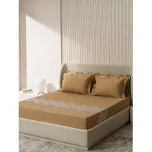 SANSAAR A D'DECOR BRAND LIVE CONSCIOUSLY Bedsheet Mustard Gold King Bedsheet with 2 Pillow Covers