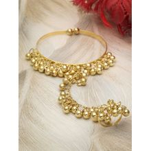 Moedbuille Ghungroo Studded Antique Design Gold Plated Kasmiri Haathphool