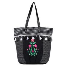 Pick Pocket Black Floral Embroideried Shoulder Bag With Tassels