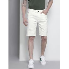The Indian Garage Co Men White Slim Fit Solid Mid-Rise Shorts