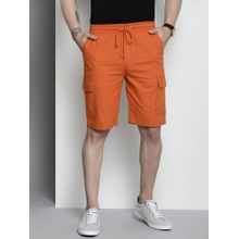 The Indian Garage Co Men Orange Slim Fit Solid Mid-Rise Shorts