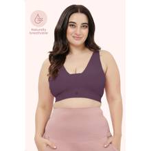 Zelena Cotton Maternity Nursing Bra Wirefree Full Coverage Feeding Bra Purple