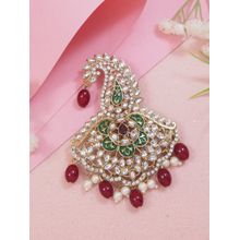 I Jewels Gold Plated Kundan Safa Kalangi Brooch For Groom Multi-Color