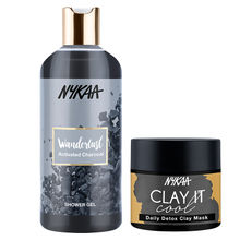 Nykaa Activated Charcoal Shower Gel + Daily Detox Clay It Cool Mask