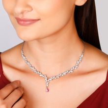 GIVA Sterling Silver Ruby Detail Necklace for Women and Girls