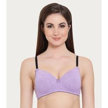 Clovia Cotton Rich Solid Padded Full Cup Underwired Push-Up Bra - Light Purple