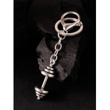 Voylla Lift It Dumbbell Silver Oxidised Bag Charm Keychain