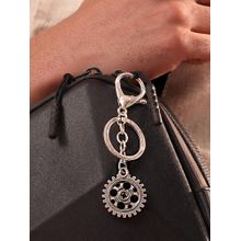 Voylla Gear Up Silver Oxidised Bag Charm Keychain