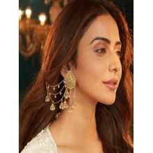 Accessher Gold Long Jhumka with Pearl Ear Chain