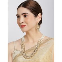 OOMPH Gold Kundan & Pearls Heavy Multi Layer Ethnic Mala Necklace Set