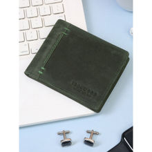 Teakwood Men Olive Genuine Leather Solid Two-Fold Wallet