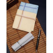 Alvaro Castagnino Men Assorted Stripes Pure Cotton Handkerchiefs (Pack of 3)